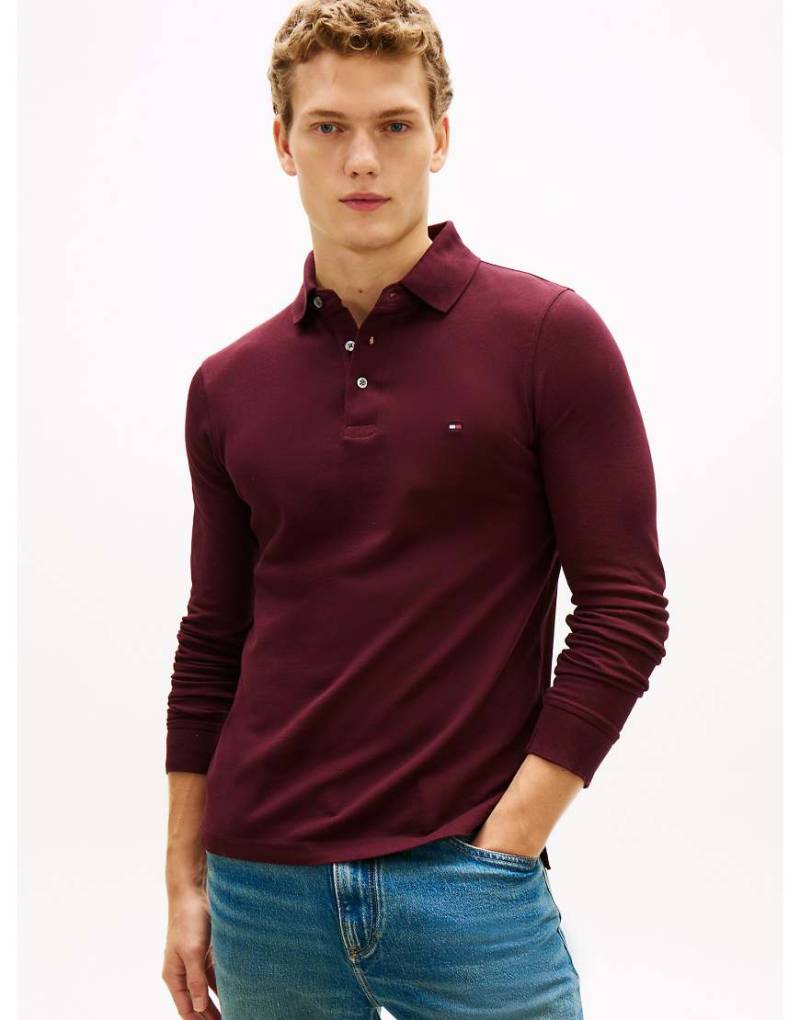 Tommy Hilfiger - 1985 - Langärmliges, schmales Polohemd aus Pikee in Rot von Tommy Hilfiger