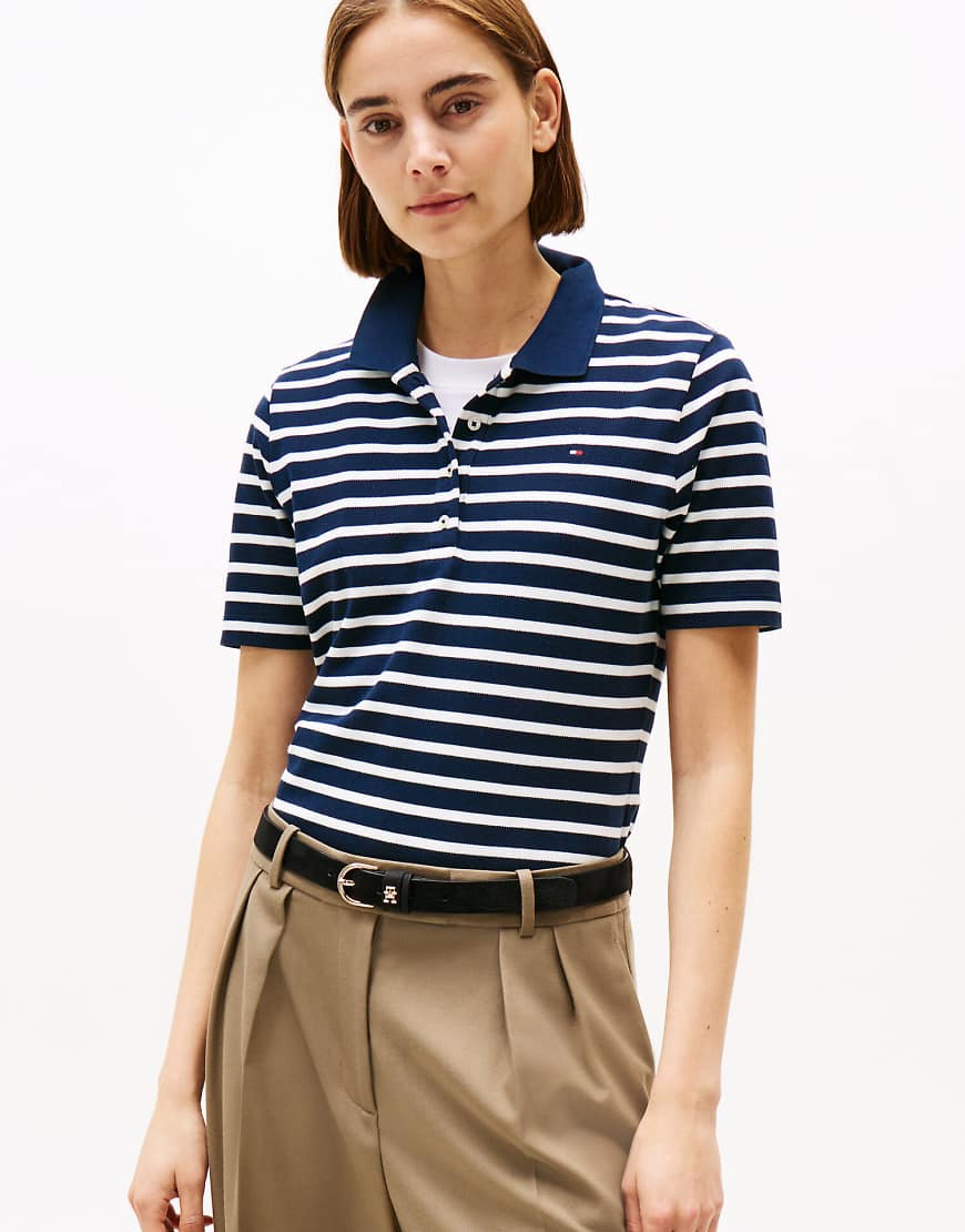 Tommy Hilfiger - 1985 - Mehrfarbiges Regular-Fit-Polohemd aus Pikee-Blau von Tommy Hilfiger