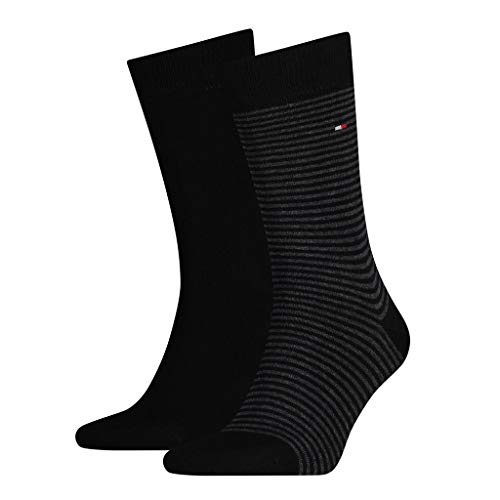 Tommy Hilfiger 2 Paar Herren SMALL STRIPE Socken Gr. 39-46 Business Sneaker Socken, Farbe:200 - black, Bekleidungsgröße:L von Tommy Hilfiger