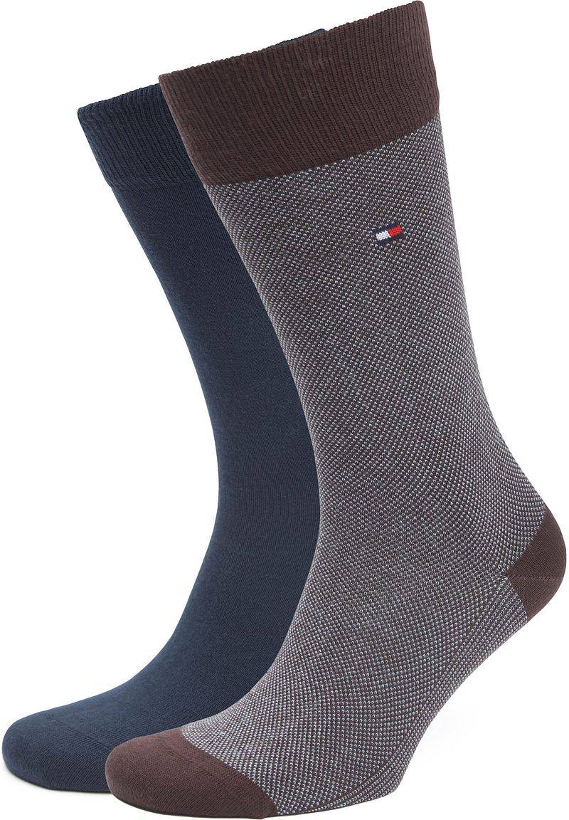 Tommy Hilfiger 2-Pack Socken Birdseye Burgundy Navy - Größe 43-46 von Tommy Hilfiger