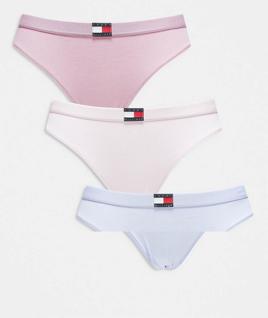 Tommy Hilfiger - 3er-Pack Slips in Flieder-Pastellrosa mit Flag-Detail und Bikini-Schnitt-Bunt von Tommy Hilfiger