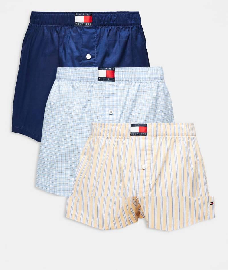 Tommy Hilfiger - 3er-Pack klassische Boxershorts aus Webstoff mit verschiedenen Mustern-Bunt von Tommy Hilfiger