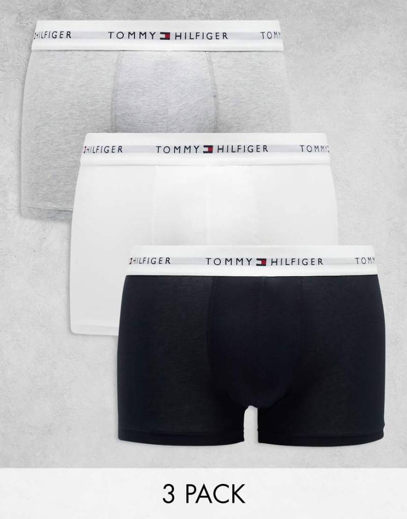 Tommy Hilfiger - 3er-Pack Unterhosen in Schwarz/Weiß/Grau mit Logo-Bund-Bunt von Tommy Hilfiger