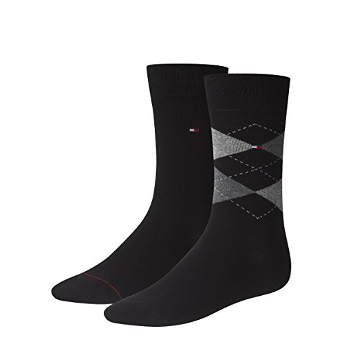 Tommy Hilfiger 4 Paar Herren CHECK Socken Gr. 39-46 Business Sneaker Socken, Farbe:200 - black, Bekleidungsgröße:M von Tommy Hilfiger