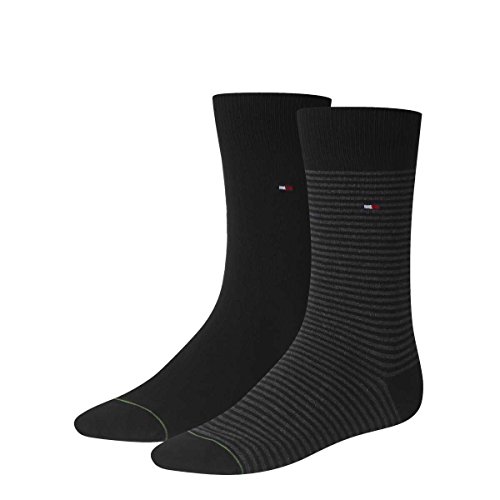 Tommy Hilfiger 4 Paar Herren SMALL STRIPE Socken Gr. 39-46 Business Sneaker Socken, Farbe:200 - black, Bekleidungsgröße:M von Tommy Hilfiger