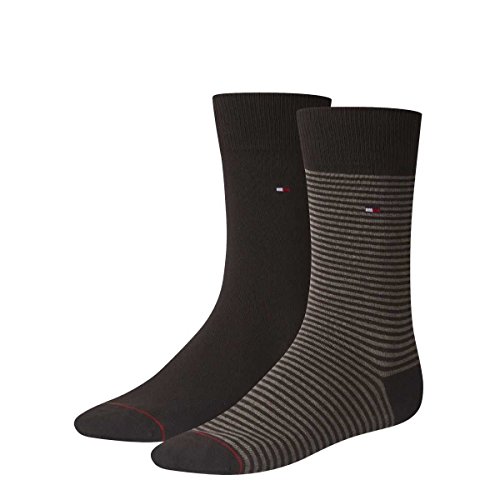 Tommy Hilfiger 4 Paar Herren SMALL STRIPE Socken Gr. 39-46 Business Sneaker Socken, Farbe:937 - kensington brown, Bekleidungsgröße:M von Tommy Hilfiger