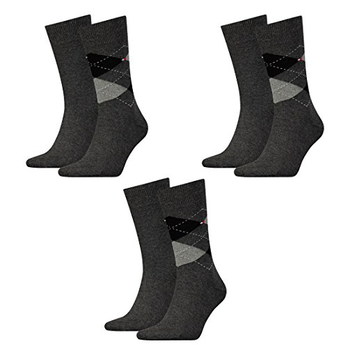 Tommy Hilfiger 6 Paar CHECK Socken Gr. 39-46 Herren Business Sneaker Socken, Farbe:201 - anthracite, Socken & Strümpfe:43-46 von Tommy Hilfiger