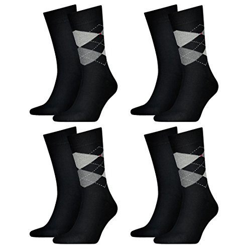 Tommy Hilfiger 8 Paar CHECK Socken Gr. 39-46 Herren Business Sneaker Socken, Farbe:200 - black, Socken & Strümpfe:39-42 von Tommy Hilfiger