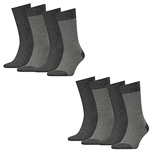 Tommy Hilfiger 8 Paar SMALL STRIPE Socken Gr. 39-46 Herren Business Sneaker, Farbe:201 - anthracite, Socken & Strümpfe:43-46 von Tommy Hilfiger