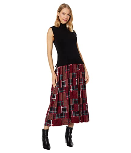 Tommy Hilfiger Ärmelloses Patchwork-Pulloverkleid mit Karomuster, Schwarz Multi, Klein von Tommy Hilfiger