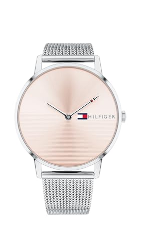 Tommy Hilfiger Analog Quarzuhr für Damen mit Silbernes Edelstahl-Mesh-Gliederarmband - 1781970 von Tommy Hilfiger