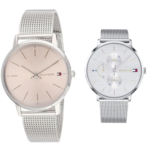 Tommy Hilfiger Analog Quarzuhr für Damen mit Silbernes Edelstahl-Mesh-Gliederarmband - 1782244 & Multi Zifferblatt Quarz Uhr für Damen mit Silbernes Edelstahl-Mesh-Gliederarmband - 1781942 von Tommy Hilfiger