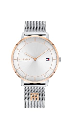 Tommy Hilfiger Analog Quarzuhr für Damen mit Silbernes Edelstahl-Mesh-Gliederarmband - 1782288 von Tommy Hilfiger