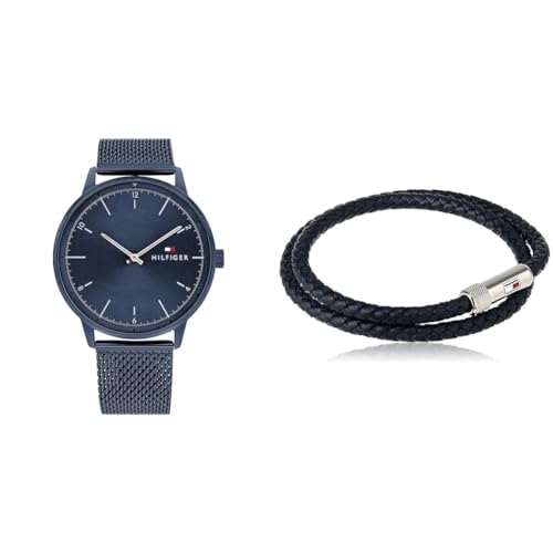 Tommy Hilfiger Analog Quarzuhr für Herren mit Blaues Edelstahl-Mesh-Gliederarmband - 1791841 Jewelry Armband für Herren aus Leder Blau - 2790264S von Tommy Hilfiger