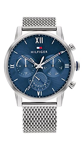 Tommy Hilfiger Multi Zifferblatt Quarz Uhr für Herren mit Silbernes Edelstahl-Mesh-Gliederarmband - 1791881 von Tommy Hilfiger