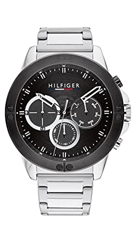 Tommy Hilfiger Multi Zifferblatt Quarz Uhr für Herren mit Silbernes Edelstahlarmband - 1791890 von Tommy Hilfiger