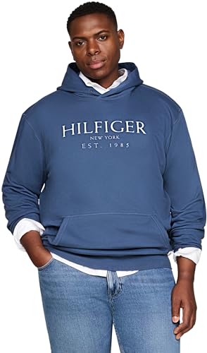 Tommy Hilfiger Herren Hoodie mit Logo, Blau (Aegean Sea), XXL von Tommy Hilfiger