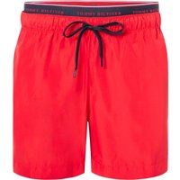 Tommy Hilfiger Herren Badeshorts rot Mikrofaser unifarben von Tommy Hilfiger