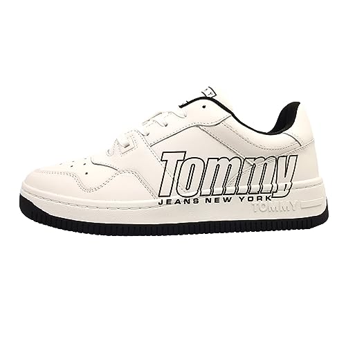 Tommy Hilfiger Basket Logo Herren Sneaker in Weiß, Größe 45 von Tommy Hilfiger