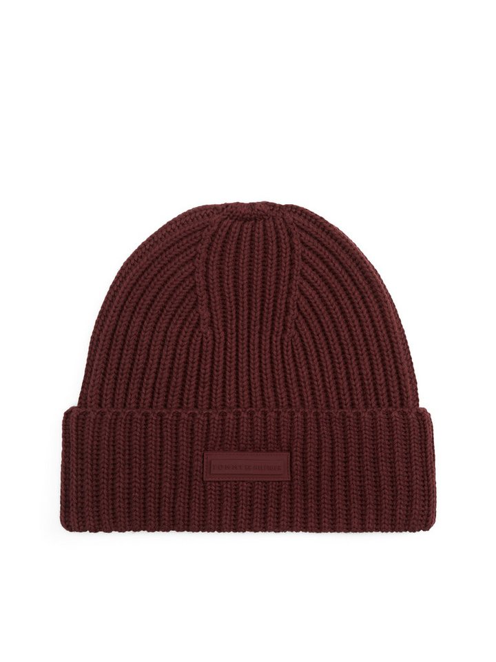 Tommy Hilfiger Beanie TH FOUNDATION Strick, mit gummiertem Logo und Wolle von Tommy Hilfiger