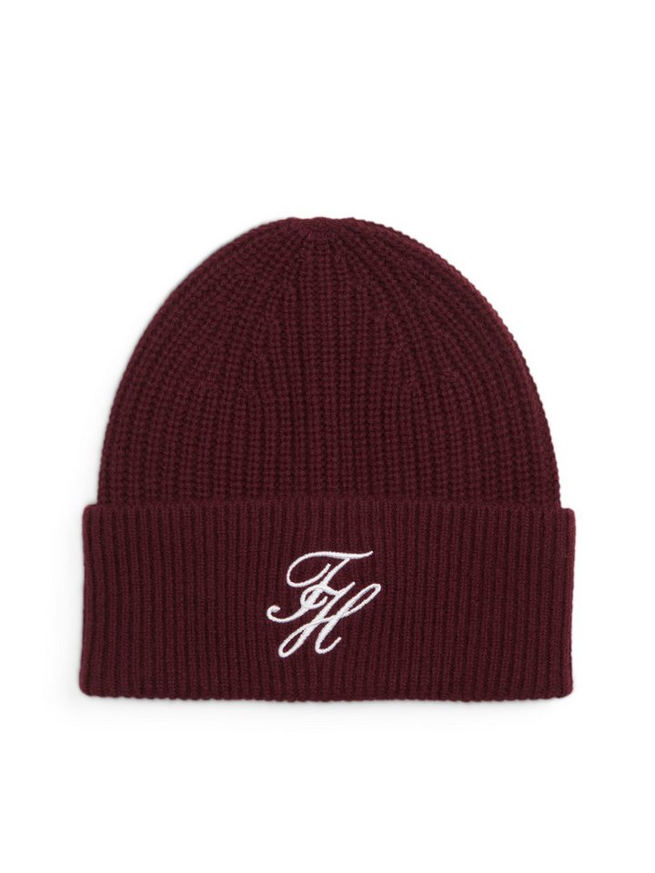 Tommy Hilfiger Beanie TOMMY SCRIPT CASHMERE aus Kaschmirmix mit gesticktem Logo, Maße 21 x 24,5 cm von Tommy Hilfiger