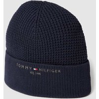 Tommy Hilfiger Beanie mit Label-Detail Model 'HORIZON' in Dunkelblau, Größe One Size von Tommy Hilfiger