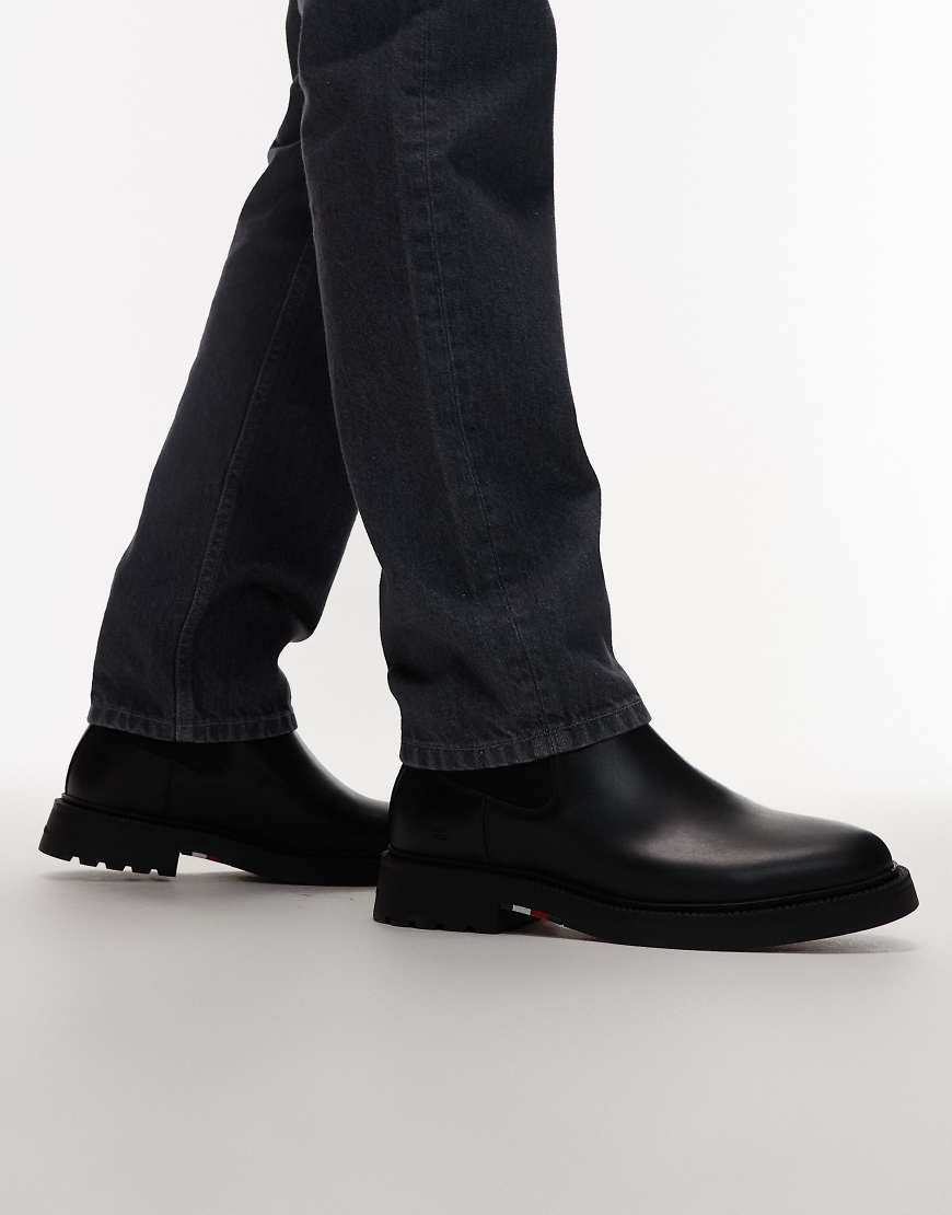 Tommy Hilfiger - Bequeme Chelsea-Stiefel aus Leder in Schwarz von Tommy Hilfiger
