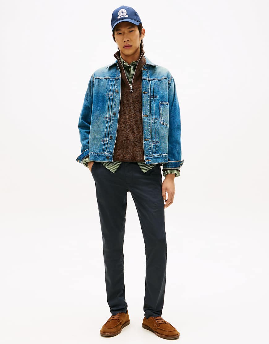 Tommy Hilfiger - Bleecker - Slim-Fit-Hose in Blau mit Strukturprint von Tommy Hilfiger