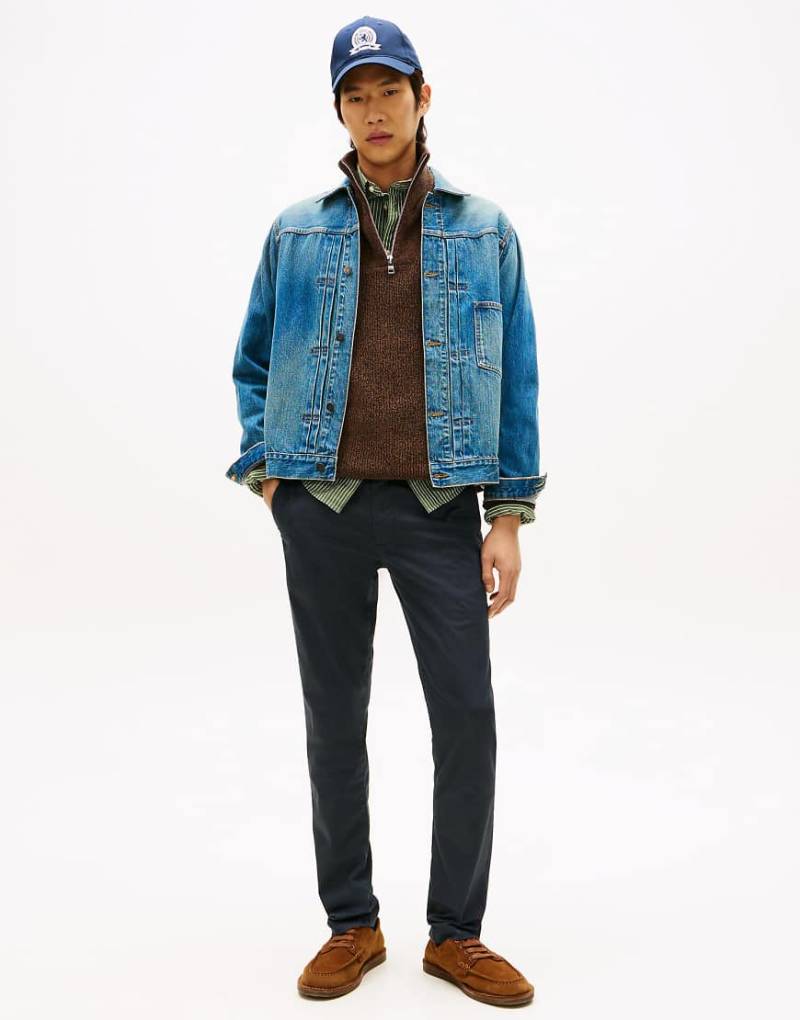 Tommy Hilfiger - Bleecker - Slim-Fit-Hose in Blau mit Strukturprint von Tommy Hilfiger