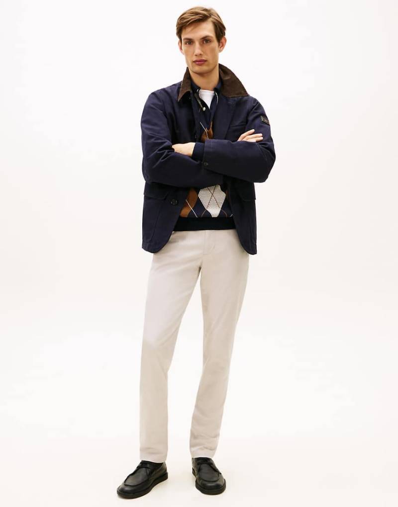 Tommy Hilfiger - Bleecker - Slim-Fit-Hose in Weiß mit Strukturprint-Grau von Tommy Hilfiger