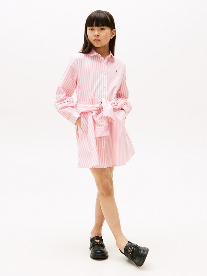 Tommy Hilfiger Blusenkleid STRIPED SHIRT DRESS LS für Kinder bis 16 Jahre, mit Spitzeneinsatz von Tommy Hilfiger