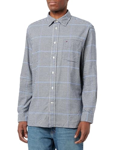 Tommy Hilfiger Herren Hemd Brushed Gingham Overcheck Shirt mit Brusttasche, Blau (Carbon Navy/Multi), L von Tommy Hilfiger
