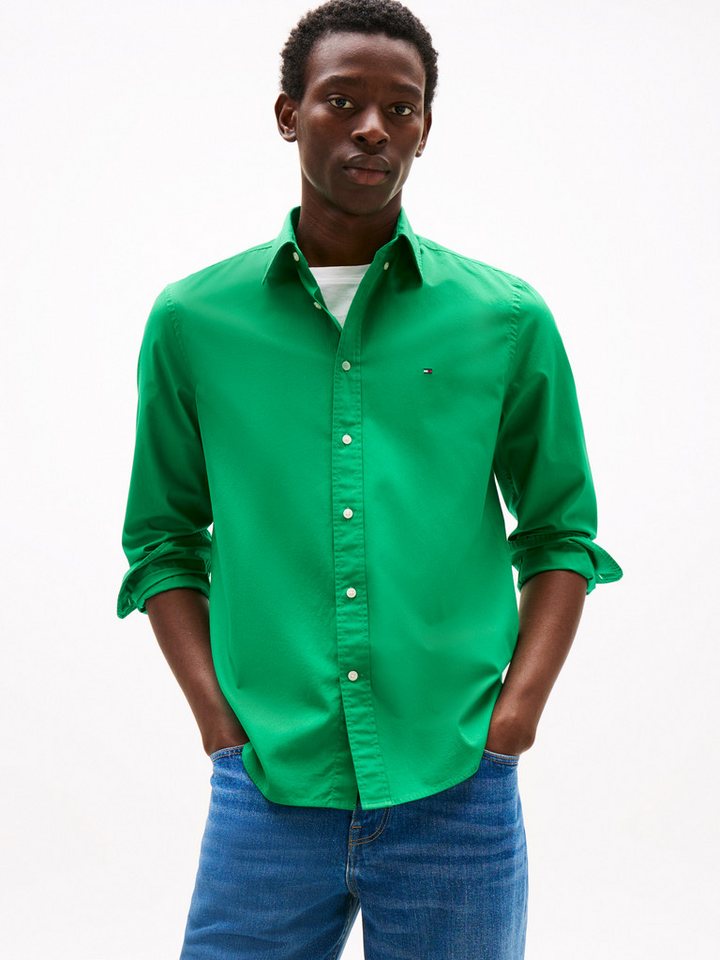 Tommy Hilfiger Businesshemd FLEX POPLIN SOLID RF SHIRT mit Button-down und Rückenfalte unifarben, klassisch, regular fit, Baumwolle, Kragen von Tommy Hilfiger