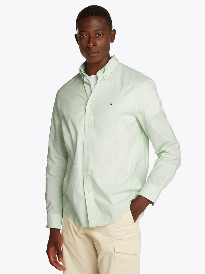 Tommy Hilfiger Businesshemd FLEX POPLIN SOLID RF SHIRT mit Button-down und Rückenfalte unifarben, klassisch, regular fit, Baumwolle, Kragen von Tommy Hilfiger