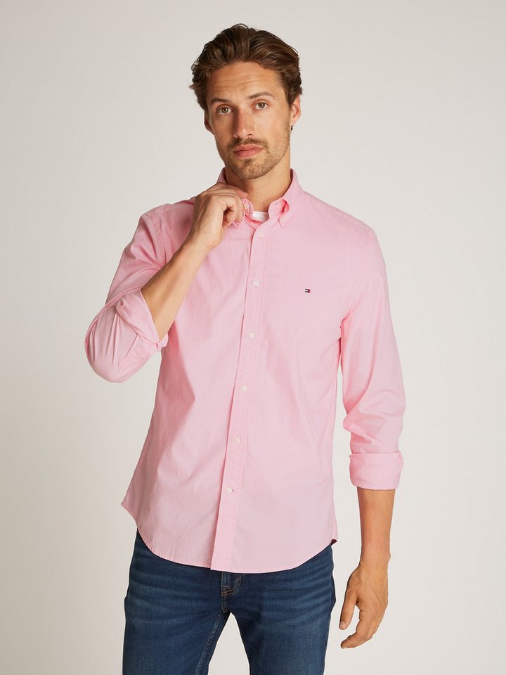 Tommy Hilfiger Businesshemd FLEX POPLIN SOLID RF SHIRT mit Button-down und Rückenfalte unifarben, klassisch, regular fit, Baumwolle, Kragen von Tommy Hilfiger