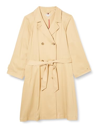 Tommy Hilfiger CRV TENCEL BLEND FLUID TRENCH Windbreaker Damen, Beige (Harvest Wheat), 54 von Tommy Hilfiger