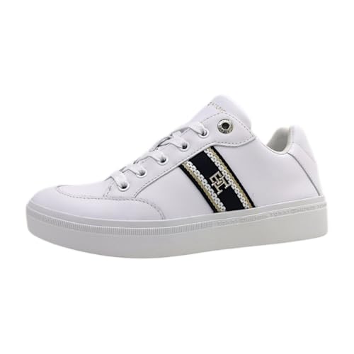 Tommy Hilfiger Cart Snake Damen sportlicher Schnürer in Weiß, Größe 37 Tommy Hilfiger Cart Snake Damen sportlicher Schnürer in Weiß, Größe 37 von Tommy Hilfiger