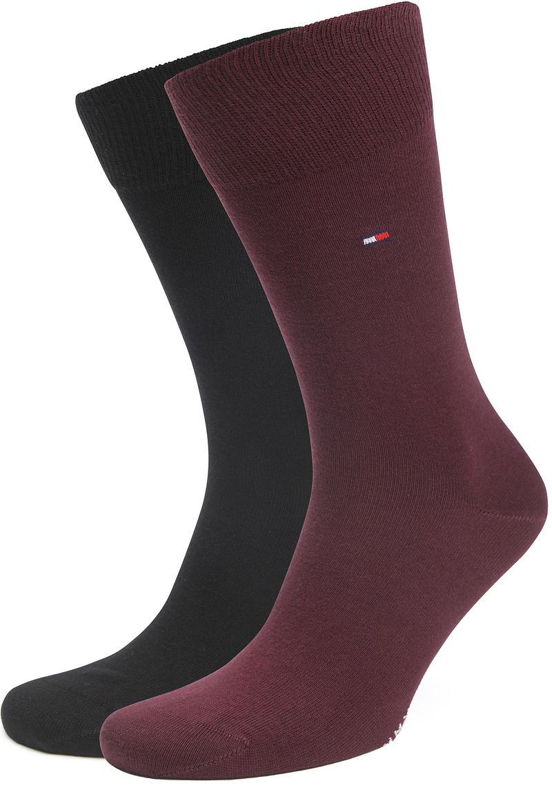 Tommy Hilfiger Classic 2-Pack Socken Burgundy Schwarz - Größe 39-42 von Tommy Hilfiger