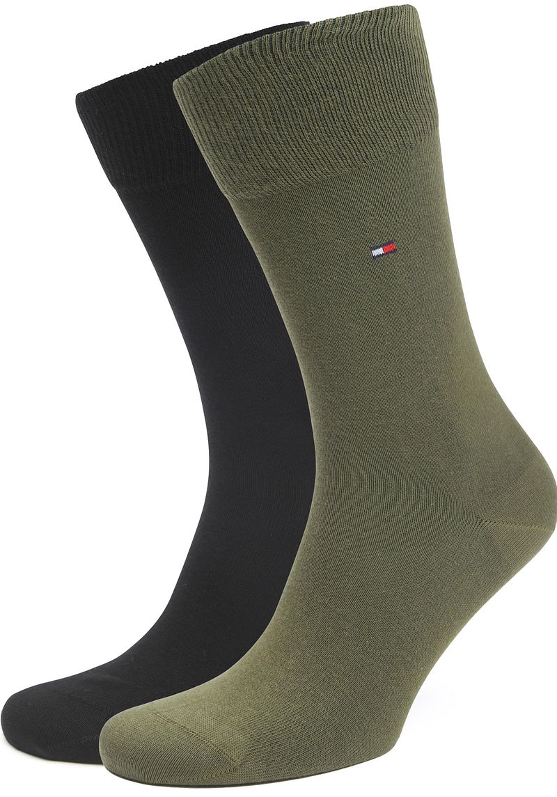 Tommy Hilfiger Classic 2-Pack Socken Grün Schwarz - Größe 43-46 von Tommy Hilfiger