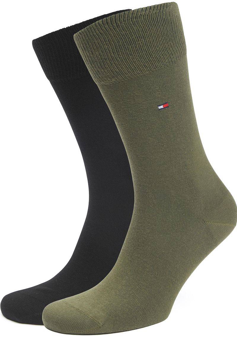 Tommy Hilfiger Classic 2-Pack Socken Grün Schwarz - Größe 43-46 von Tommy Hilfiger