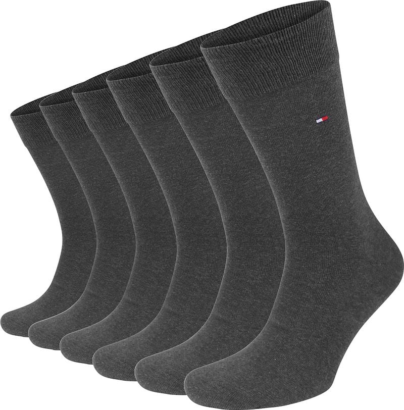 Tommy Hilfiger Classic 6-Pack Socken Dunkelgrau - Größe 39-42 von Tommy Hilfiger