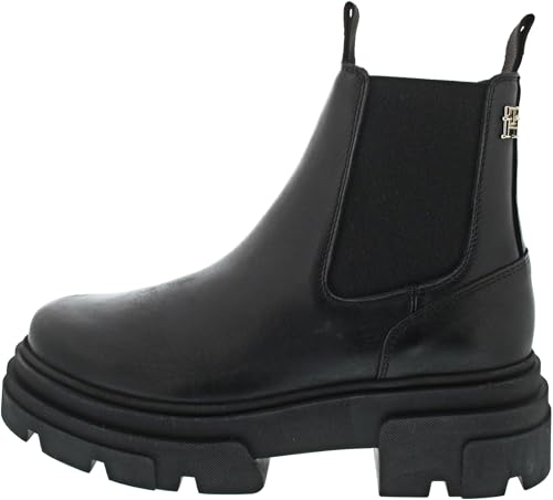Tommy Hilfiger Combat Leather Low Chelse Chelsea Boot Schwarz von Tommy Hilfiger