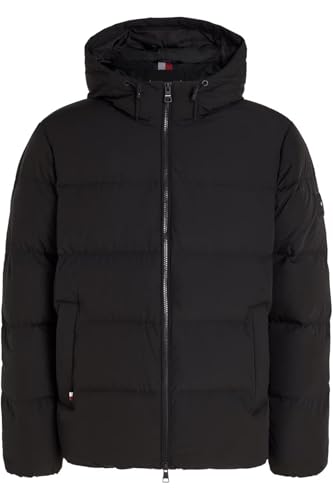 Tommy Hilfiger Herren Pufferjacke Down Hooded Puffer Jacket mit Kapuze, Schwarz (Black), XL von Tommy Hilfiger