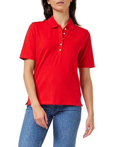 Tommy Hilfiger Damen Poloshirt Kurzarm 1985 Pique Polo Regular Fit, Rot (Fireworks), XXL von Tommy Hilfiger