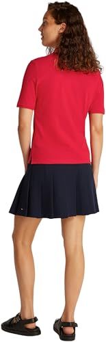 Tommy Hilfiger Damen Poloshirt Kurzarm Regular Fit, Rot (Primary Red), S von Tommy Hilfiger