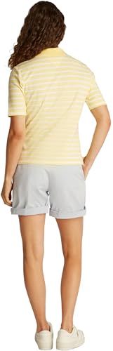 Tommy Hilfiger Damen Poloshirt Kurzarm Regular Fit, Mehrfarbig (Citronella/Ecru STP), XS von Tommy Hilfiger