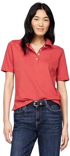 Tommy Hilfiger Damen Poloshirt Kurzarm Regular Fit, Rot (Terra Red), S von Tommy Hilfiger