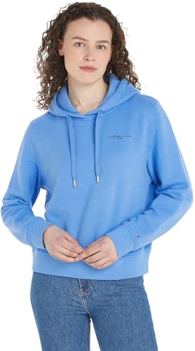 Tommy Hilfiger Damen Hoodie 1985 Rlx Mini Corp Logo Hoodie mit Kapuze, Blau (Blue Spell), M von Tommy Hilfiger