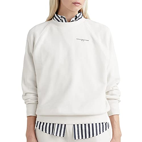 Tommy Hilfiger Damen Sweatshirt 1985 ohne Kapuze, Beige (Weathered White), S von Tommy Hilfiger