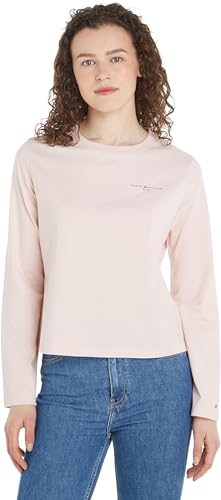 Tommy Hilfiger Damen Langarmshirt 1985 Reg Mini Corp Logo C-Nk Ls Basic, Rosa (Whimsy Pink), L von Tommy Hilfiger